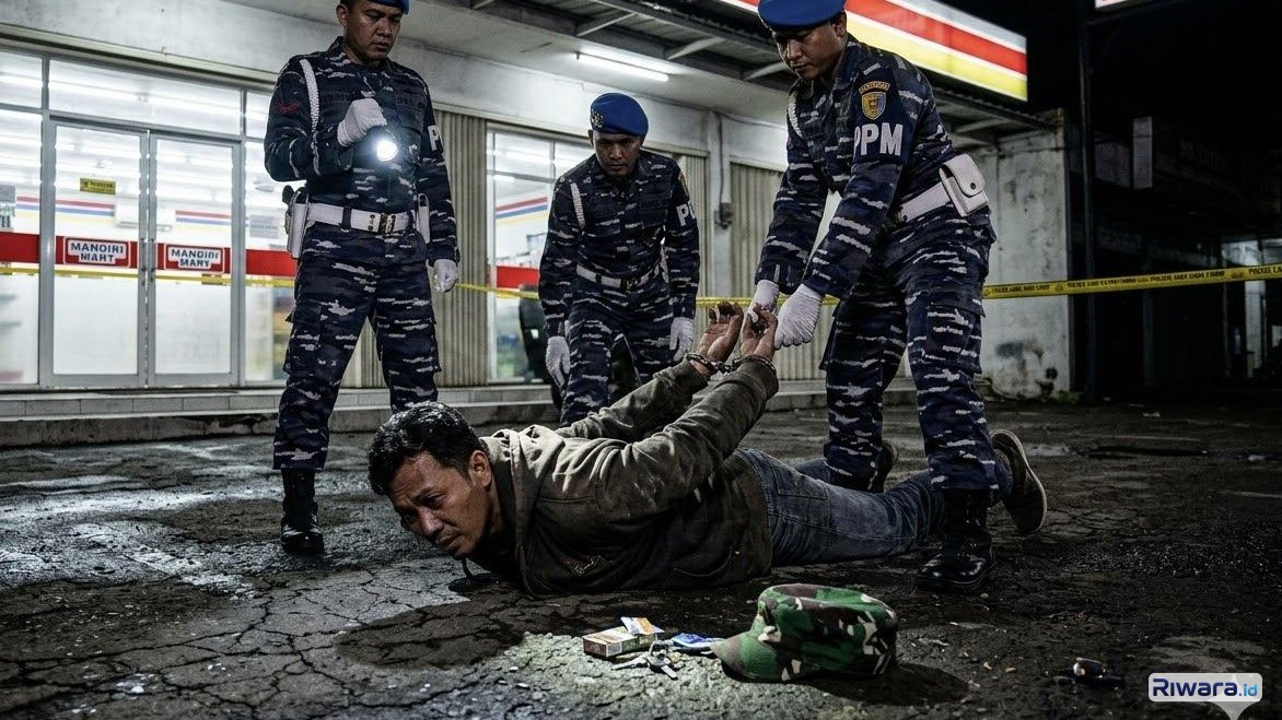 Ilustrasi penangkapan anggota TNI pelaku pencurian dibuat dengan bantuan AI